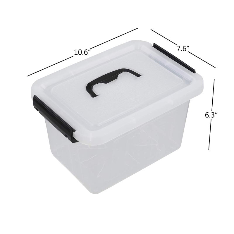 Gloreen 6 Packs 6 Quart Clear Lidded Storage Bins with Handle, Stackable Plastic Latching Storage Box Containers - Image 2